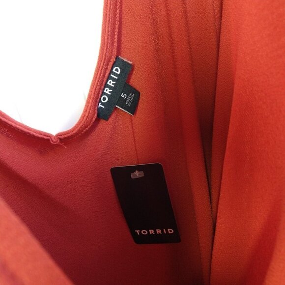 Torrid Orange Cold Shoulder Crepe Cut Out Top Plus Size 5X NWT Balloon Sleeve - Picture 6 of 9